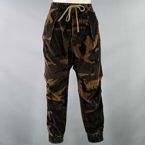 R13 Size XS Brown Taupe Cotton Camouflage Elastic Waistband Casual Pants
